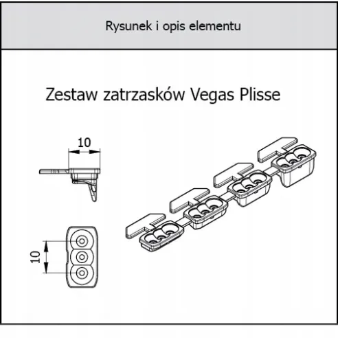 Zestaw zatrzasków do montażu plisy Vegas - dąb
