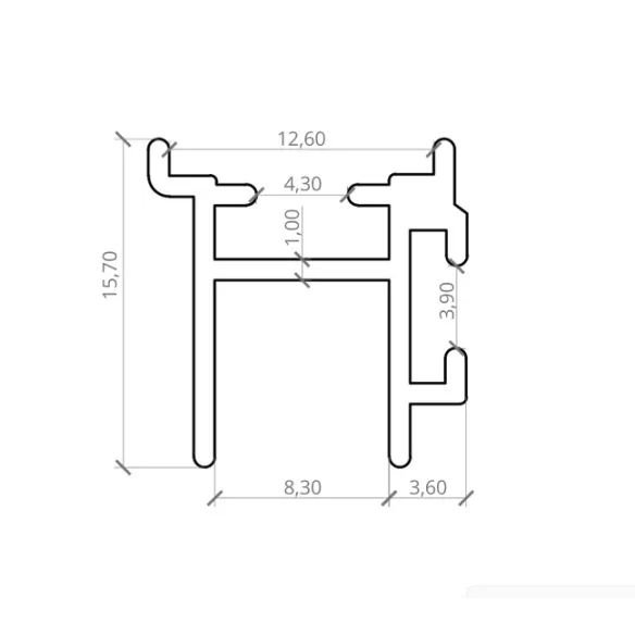 Profil dolny "H" do szkła system przesuwny Easy Glass- antracyt