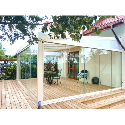 Zabudowa tarasu, werandy - szyby przesuwne, ścianki szklane na taras