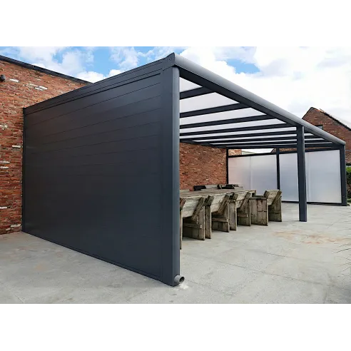 Aluminum side wall for a modern veranda, maintenance-free aluminum terrace partition.