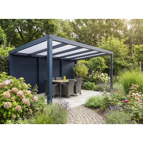 Aluminum side wall for a modern veranda, maintenance-free aluminum terrace partition.