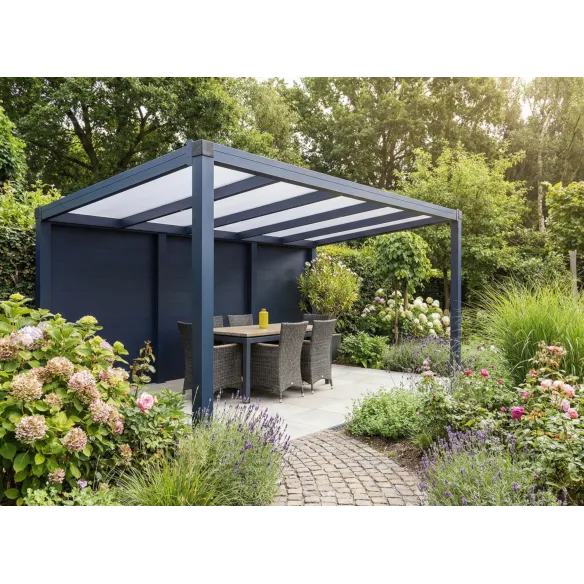 Aluminum side wall for a modern veranda, maintenance-free aluminum terrace partition.
