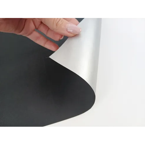 Rollo-Stoff Blackout Silver – Schwarz 305 (100% Verdunkelung)